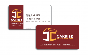 Business Card Design for Carrier Construction in Sligo PA