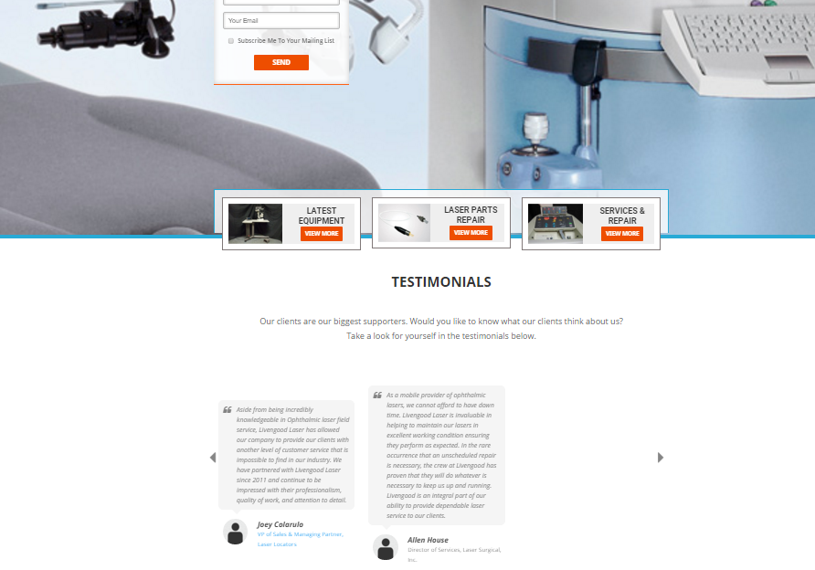Livengood website design project showing the homepage layout